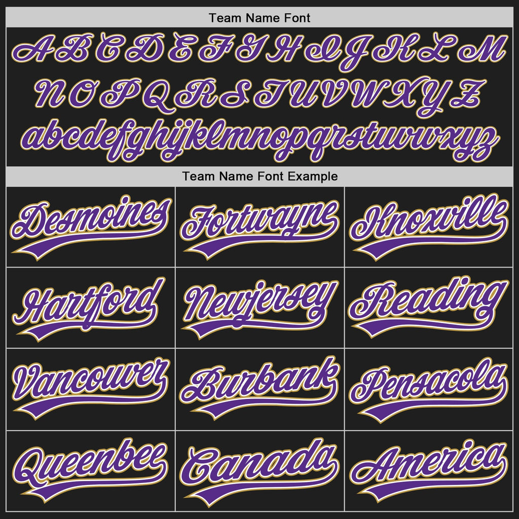Custom Black Purple White-Old Gold Authentic Baseball Jersey