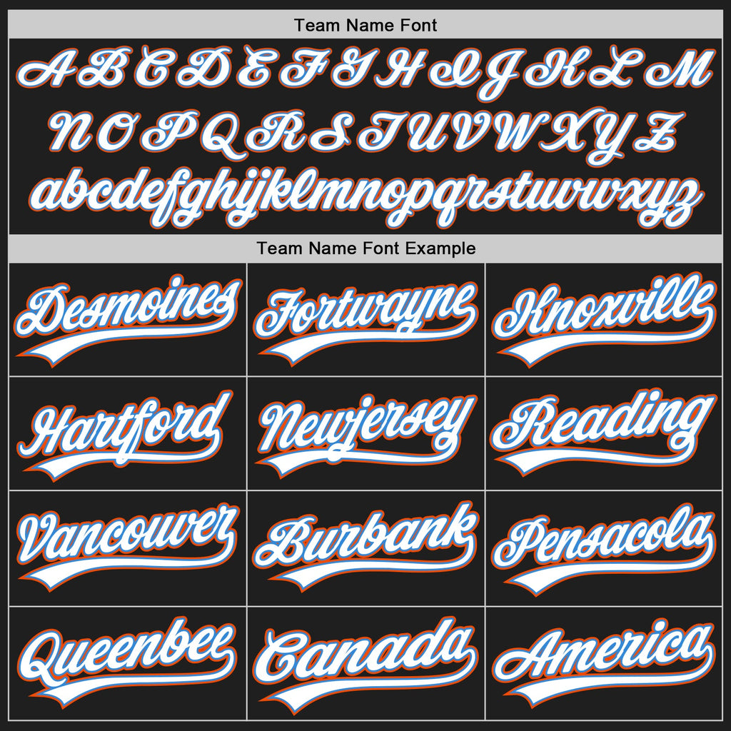 Custom Black White Electric Blue-Orange Authentic Baseball Jersey
