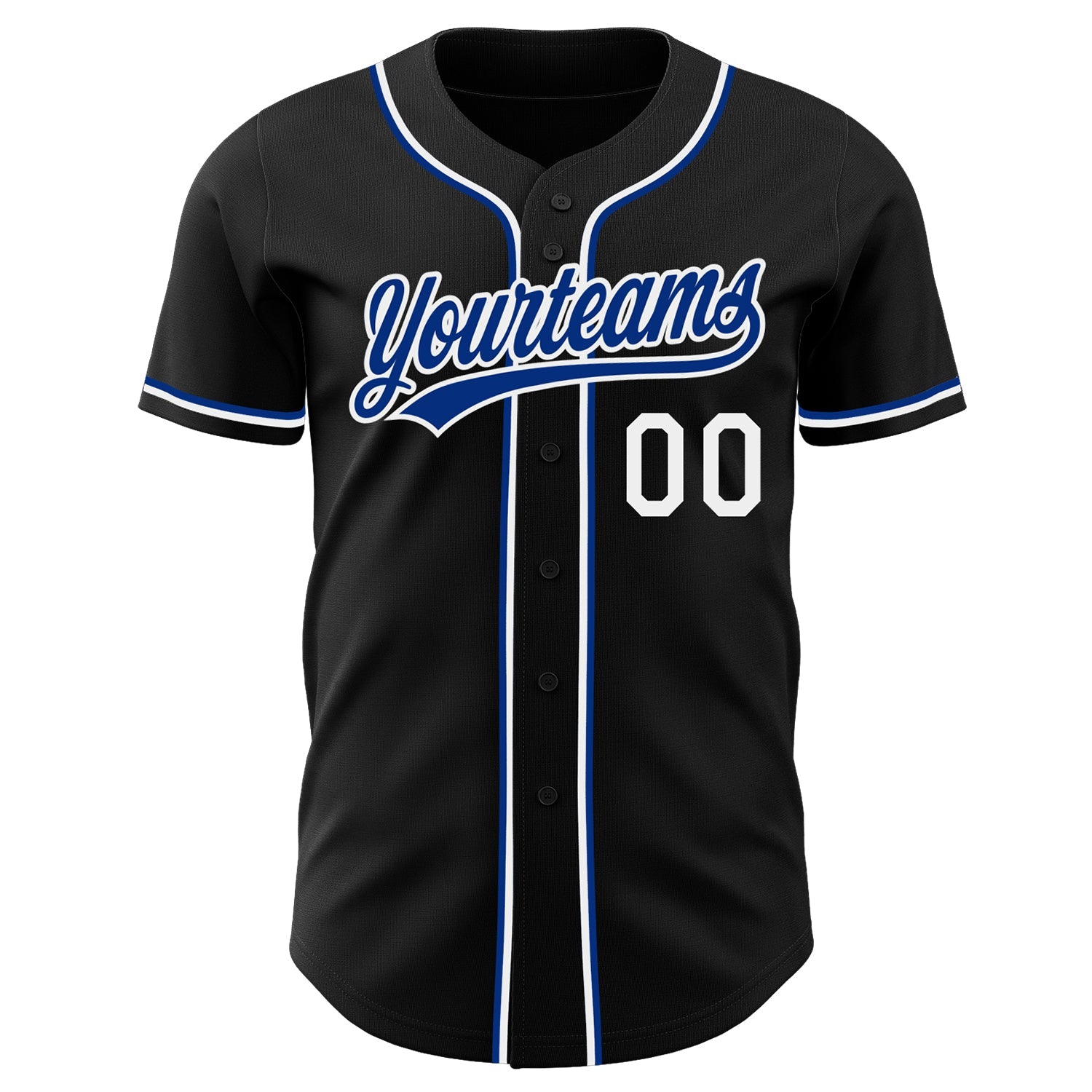 Custom Black White-Royal Authentic Baseball Jersey