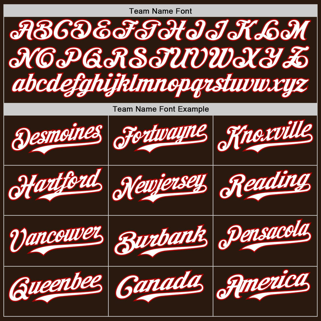 Custom Brown White-Red Authentic Baseball Jersey