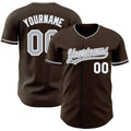 Custom Brown Gray-White Authentic Baseball Jersey