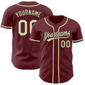 Custom Burgundy Cream-Black Authentic Baseball Jersey