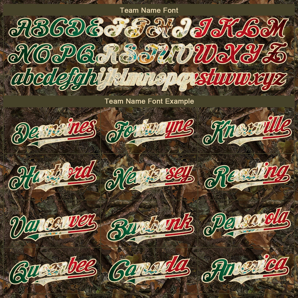 Custom Camo Vintage Mexican Flag-Cream 3D Woodland Camo Authentic Salute To Service Baseball Jersey