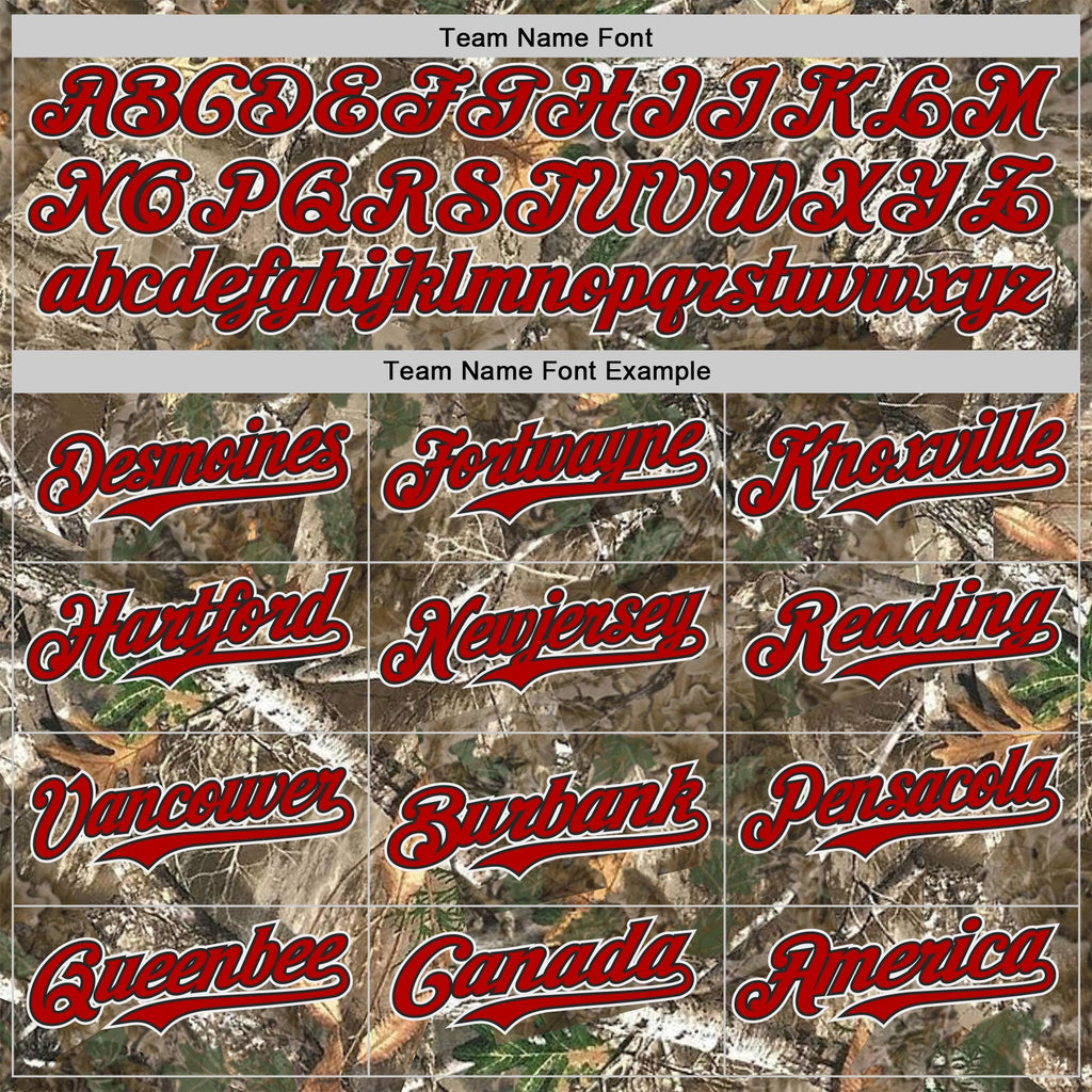 Custom Camo Red Black-White Woodland Forest Camouflage Authentic Salute To Service Baseball Jersey