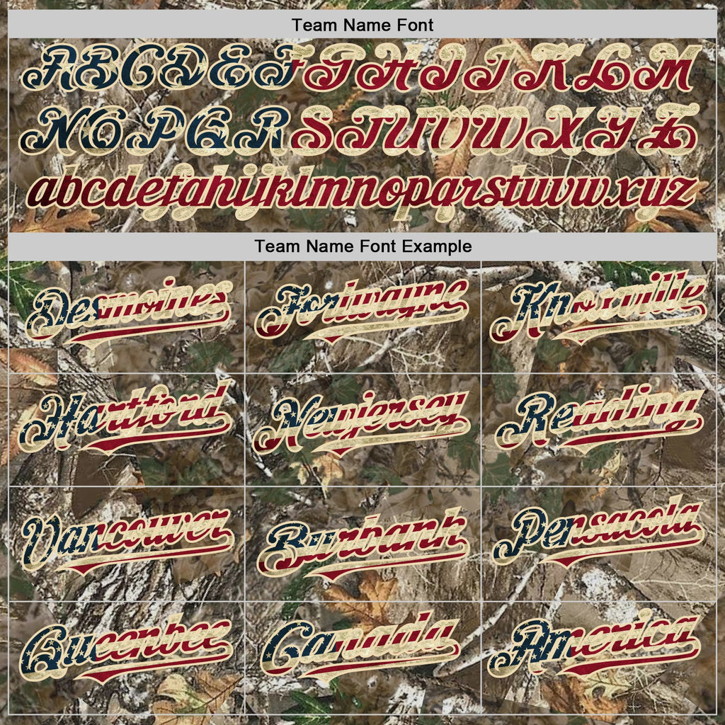 Custom Camo Vintage USA Flag-Cream Woodland Forest Camouflage Authentic Salute To Service Baseball Jersey