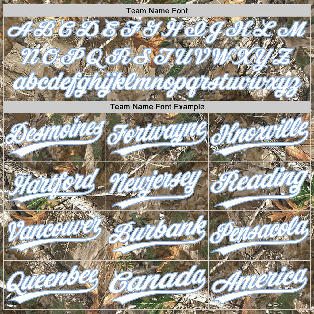 Custom Camo White-Light Blue Woodland Forest Camouflage Authentic Salute To Service Baseball Jersey