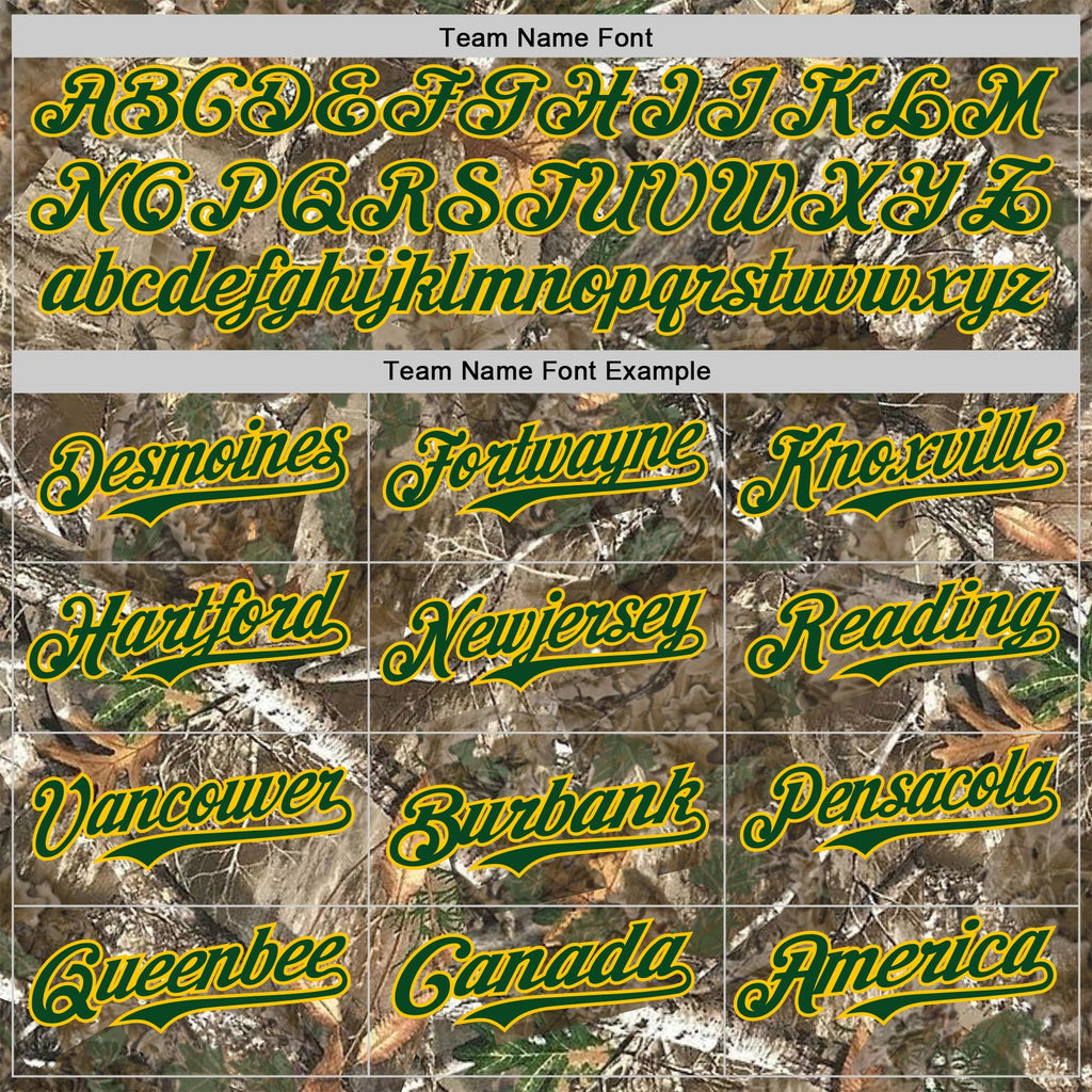 Custom Camo Green-Yellow Woodland Forest Camouflage Authentic Salute To Service Baseball Jersey