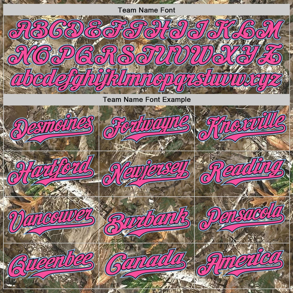 Custom Camo Light Blue Black-Pink Woodland Forest Camouflage Authentic Salute To Service Baseball Jersey