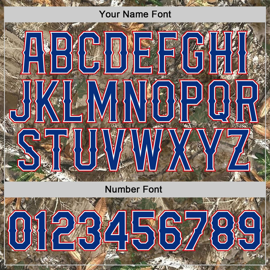 Custom Camo Royal White-Red Woodland Forest Camouflage Authentic Salute To Service Baseball Jersey
