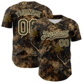 Custom Camo Olive-Cream Woodland Forest Tactical Camouflage Outdoor Leaf Authentic Baseball Jersey