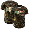 Custom Camo Vintage Mexican Flag Cream-Black Woodland Forest Tactical Camouflage Outdoor Leaf Authentic Baseball Jersey