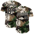 Custom Camo Black-Cream Woodland Forest Tactical Camouflage Outdoor Leaf Authentic Baseball Jersey