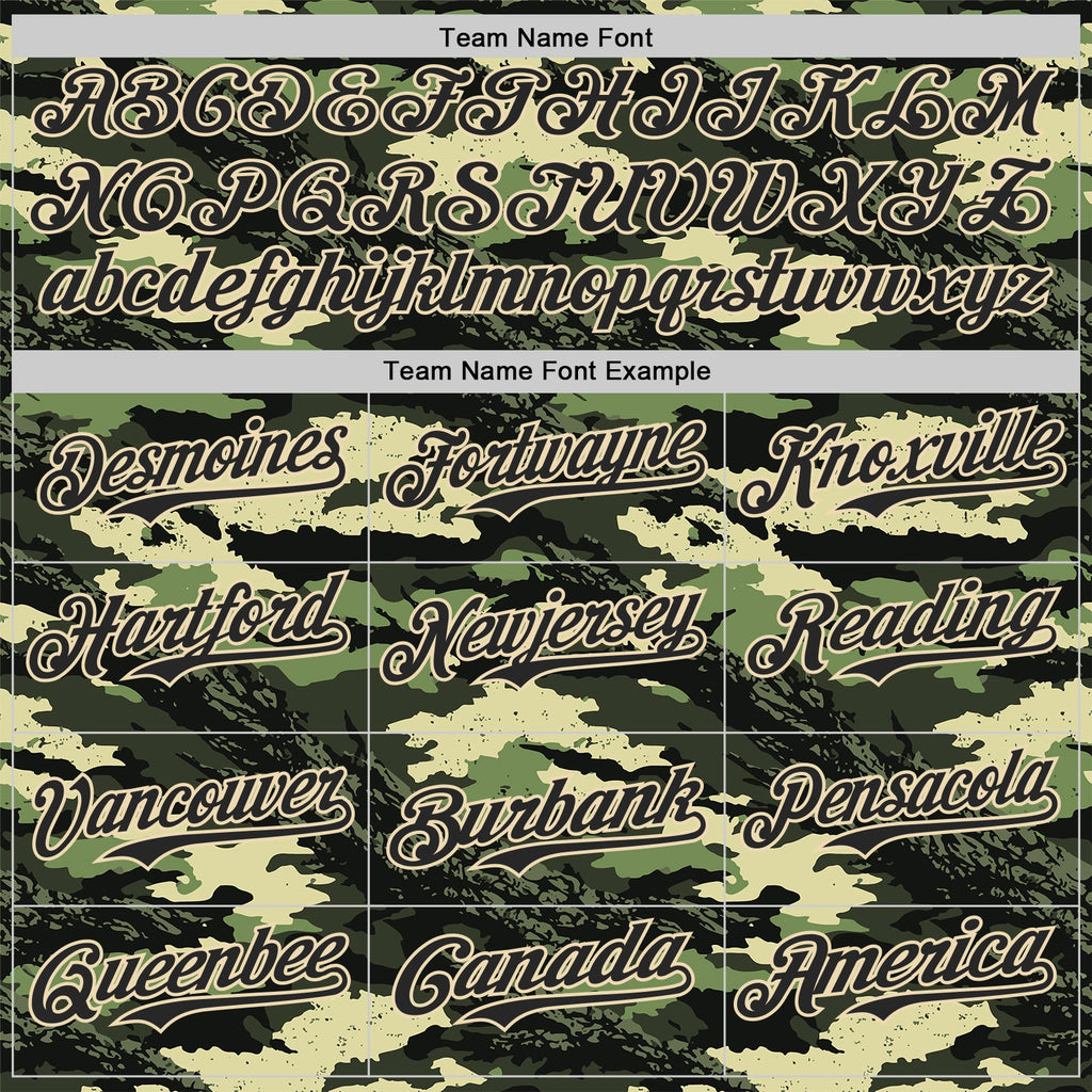 Custom Camo Black-Cream Woodland Forest Tactical Camouflage Outdoor Leaf Authentic Baseball Jersey