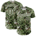 Custom Camo Olive-White Woodland Forest Tactical Camouflage Outdoor Leaf Authentic Baseball Jersey