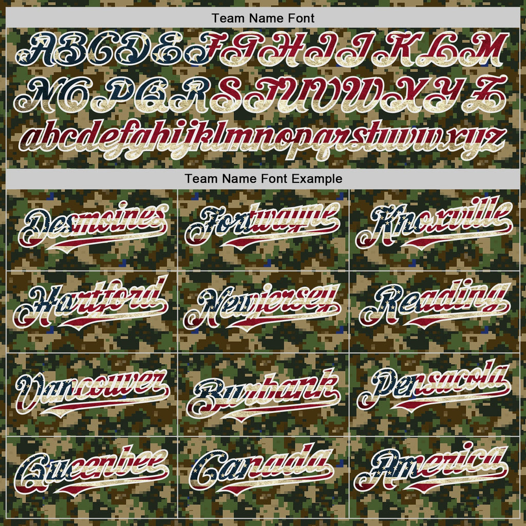 Custom Camo Vintage USA Flag-White Digital Camouflage Authentic Baseball Jersey