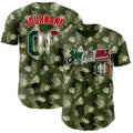 Custom Camo Vintage Mexican Flag Black White-Fire Red Digital Camouflage Authentic Baseball Jersey