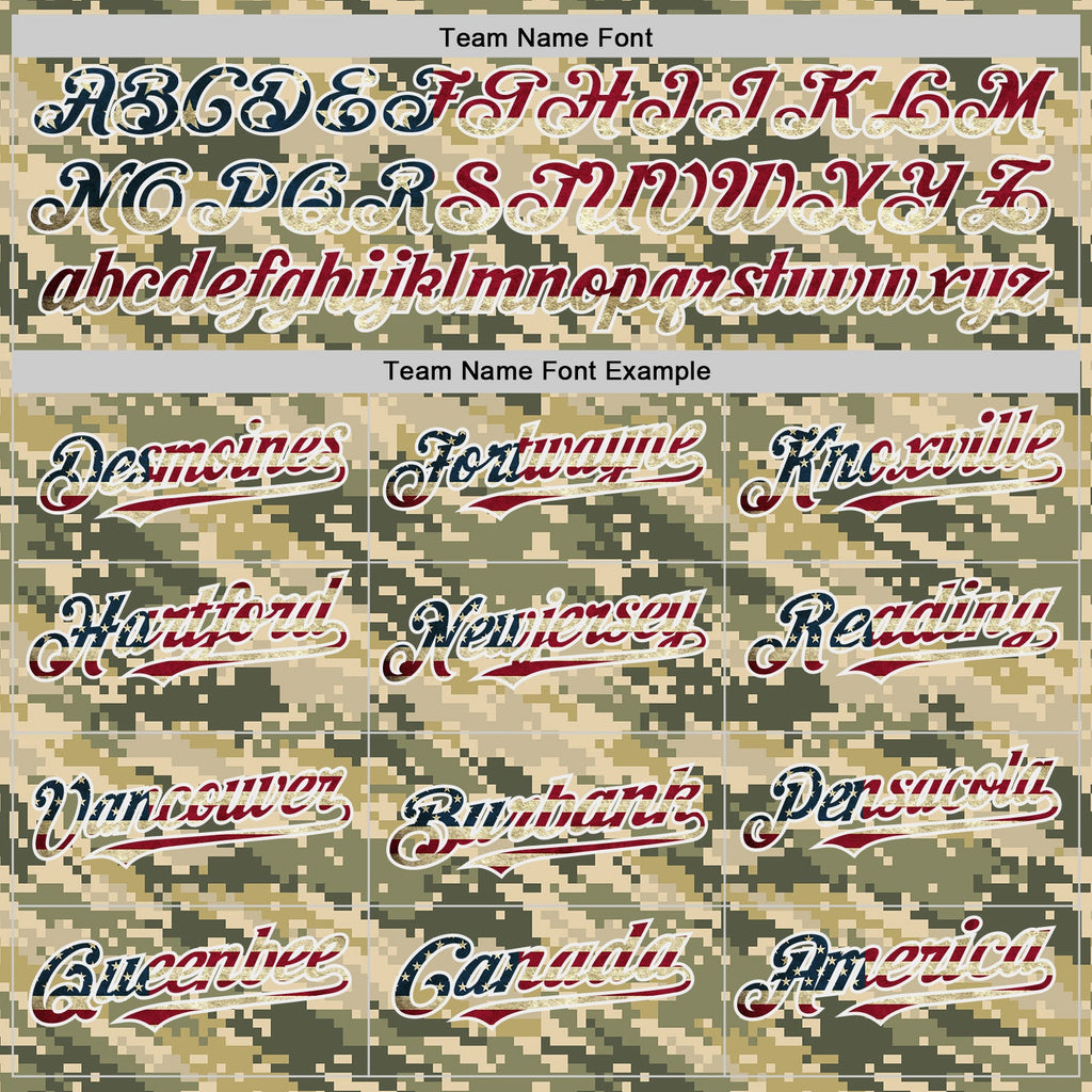 Custom Camo Vintage USA Flag-White Digital Camouflage Authentic Baseball Jersey