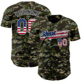 Custom Camo USA Flag Black-White Digital Camouflage Authentic Baseball Jersey