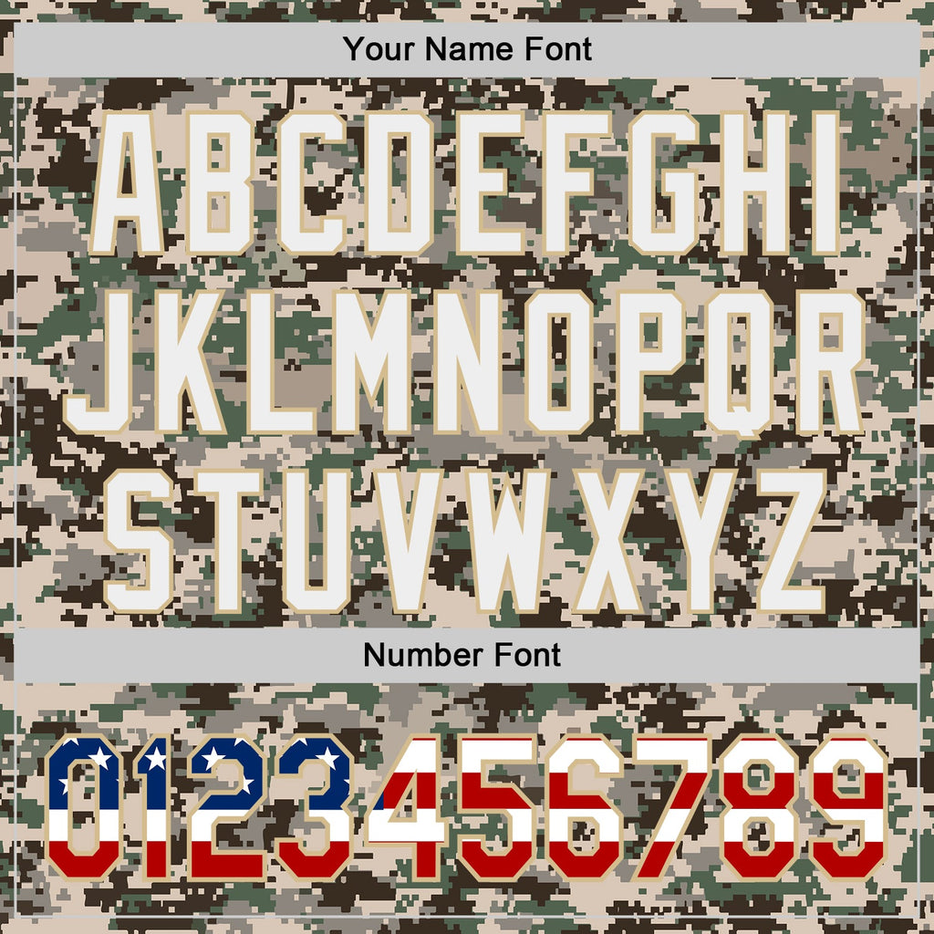 Custom Camo USA Flag Vegas Gold-White Digital Camouflage Authentic Baseball Jersey