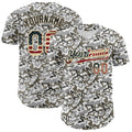 Custom Camo Vintage USA Flag Cream-Black Digital Camouflage Authentic Baseball Jersey