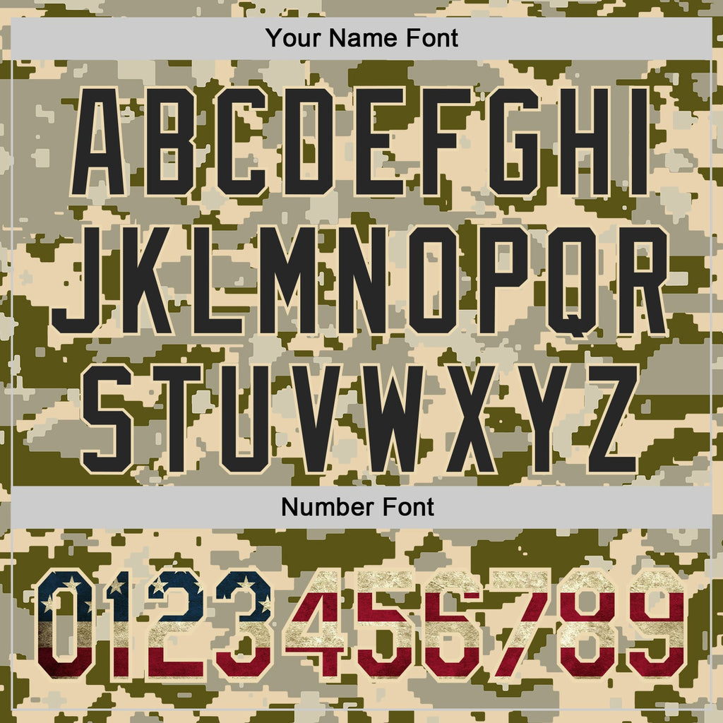 Custom Camo Vintage USA Flag Cream-Black Digital Camouflage Authentic Baseball Jersey