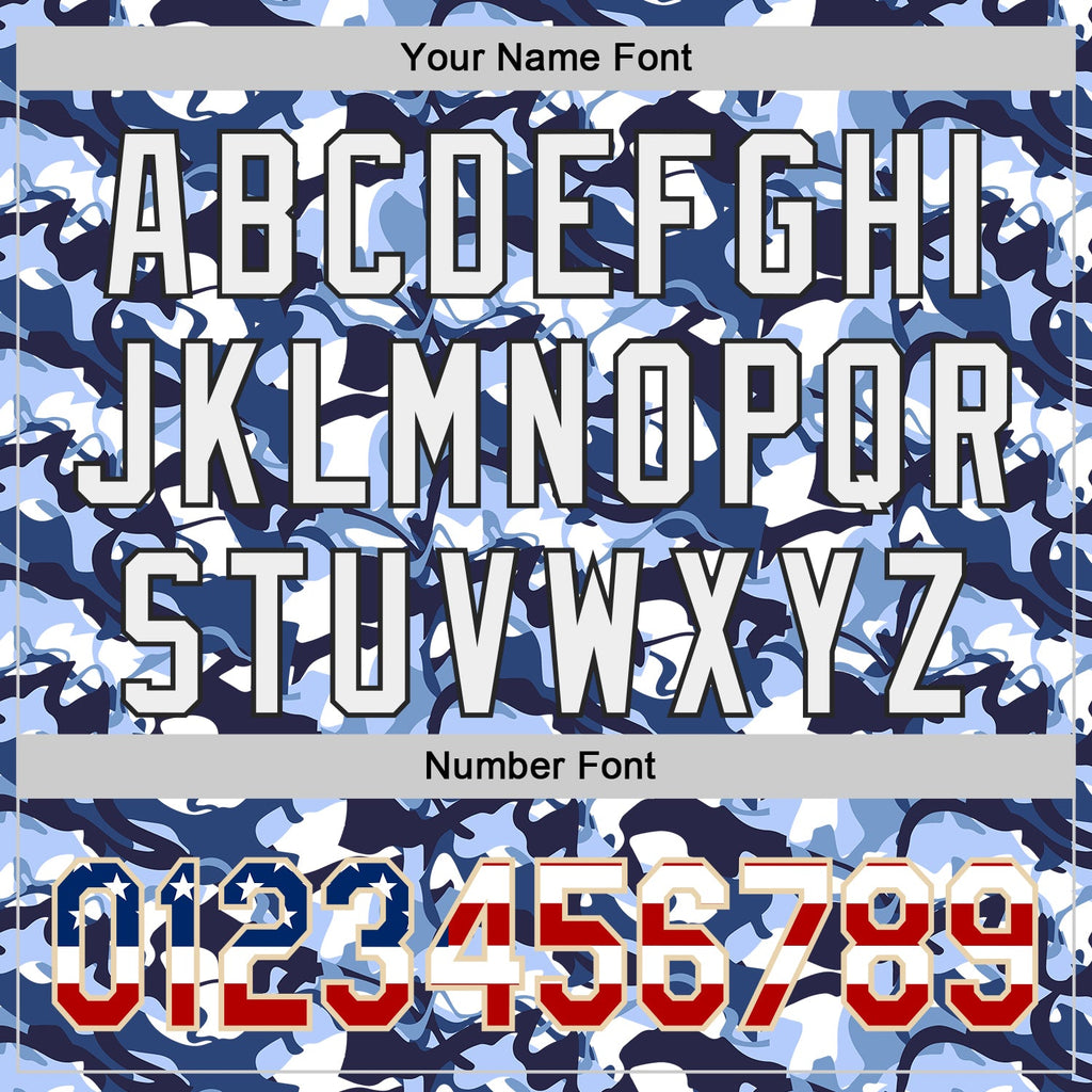 Custom Camo USA Flag City Cream Black-White Blue Ocean Camouflage Authentic Baseball Jersey