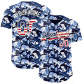 Custom Camo USA Flag City Cream Black-White Blue Ocean Camouflage Authentic Baseball Jersey