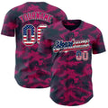 Custom Camo USA Flag Black White-Hot Pink Geometric Camouflage Authentic Baseball Jersey