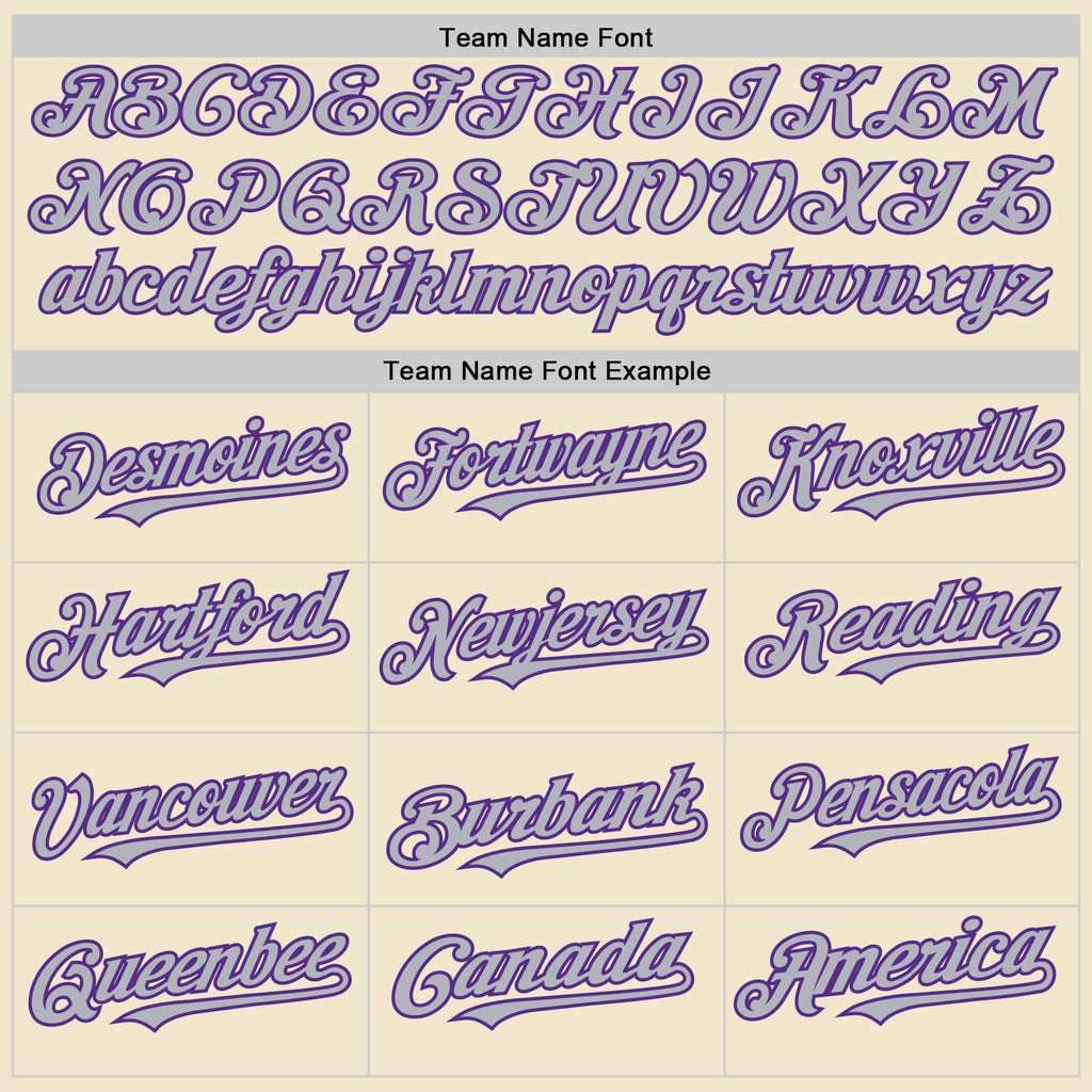 Custom Cream Purple-Gray Mesh Authentic Throwback Baseball Jersey