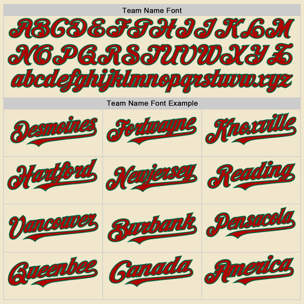 Custom Cream Red-Kelly Green Mesh Authentic Throwback Baseball Jersey