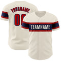 Custom Cream Red-Navy Authentic Baseball Jersey