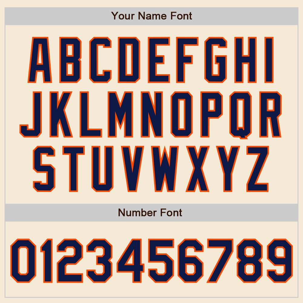 Custom Cream Navy-Orange Authentic Baseball Jersey