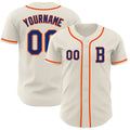 Custom Cream Royal-Orange Authentic Baseball Jersey