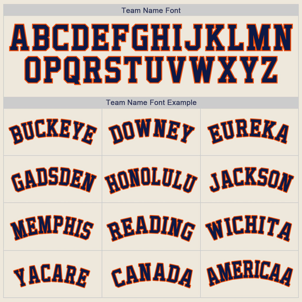 Custom Cream Navy-Orange Authentic Baseball Jersey