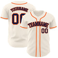 Custom Cream Navy-Orange Authentic Baseball Jersey