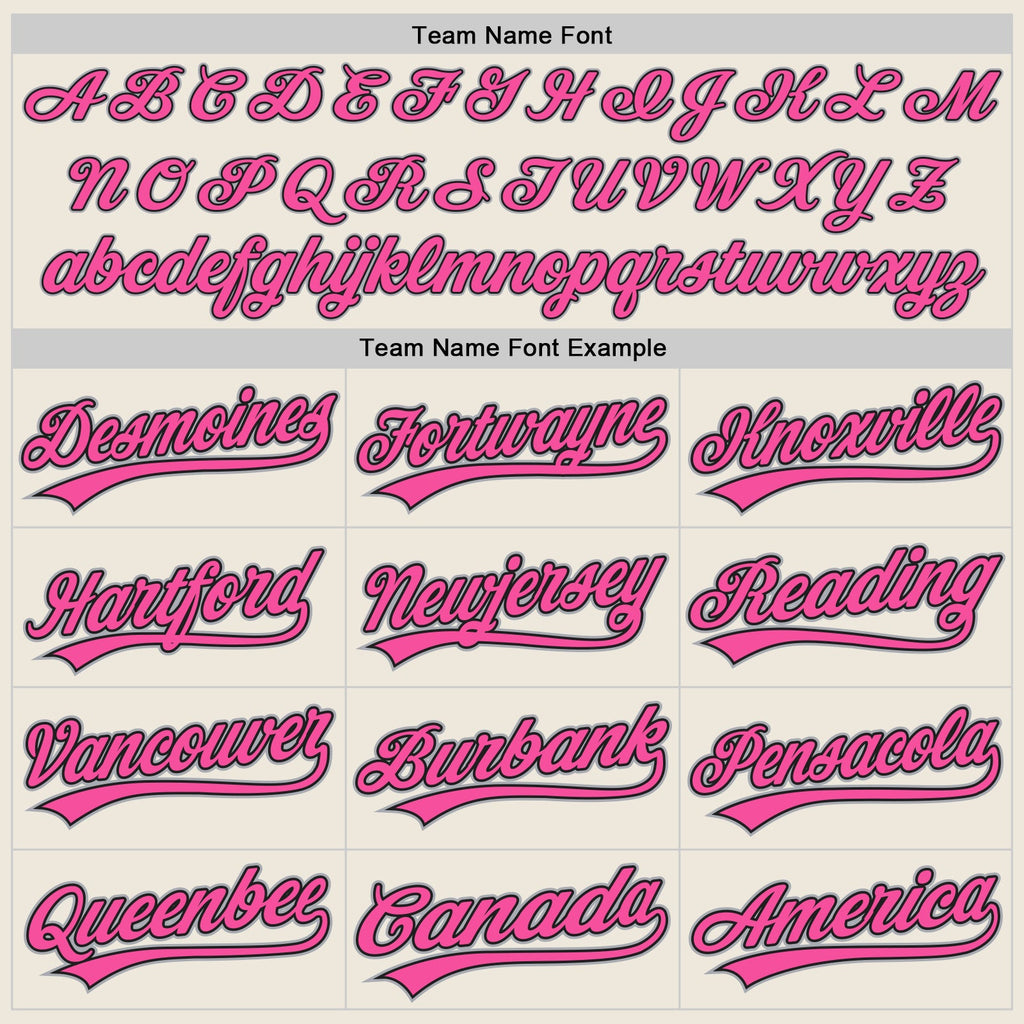 Custom Cream Gray Black-Pink Authentic Baseball Jersey