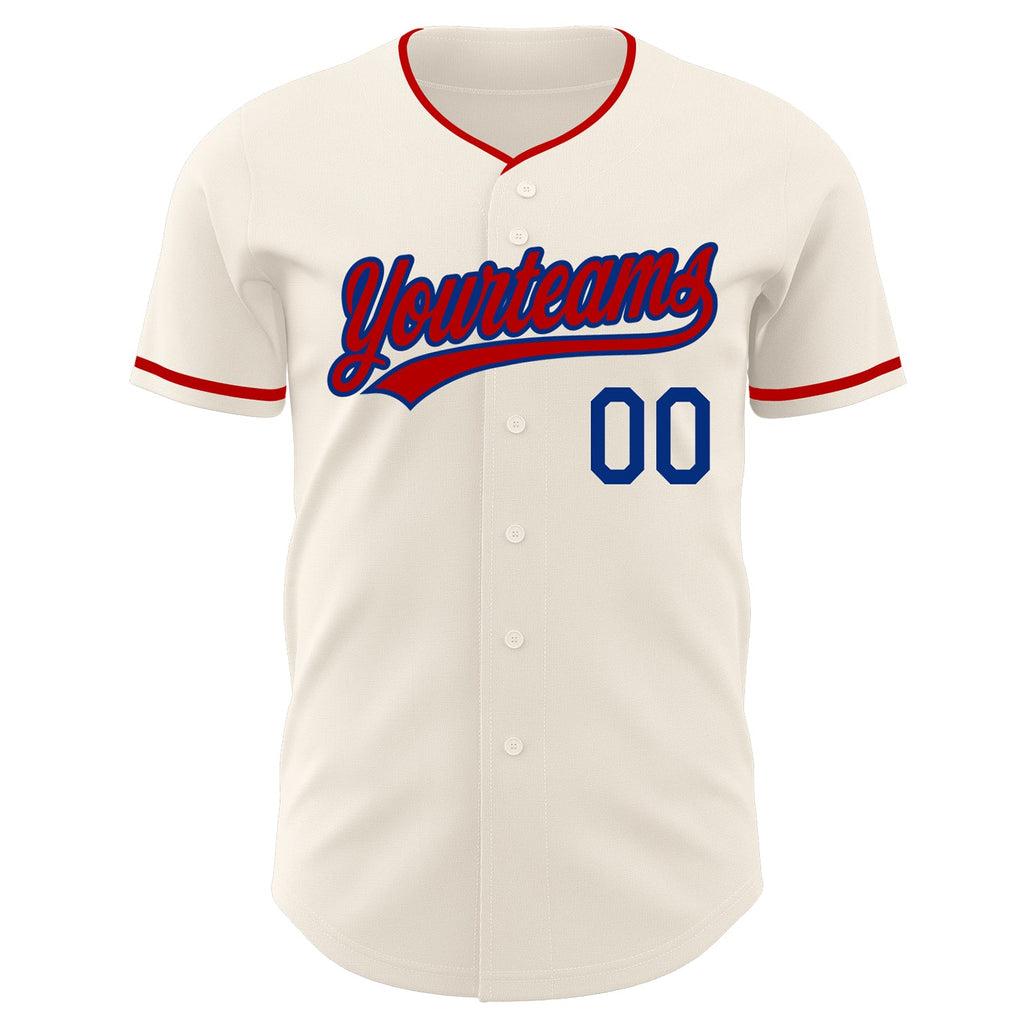 Custom Cream Red-Royal Authentic Baseball Jersey