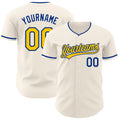 Custom Cream Yellow-Royal Authentic Baseball Jersey