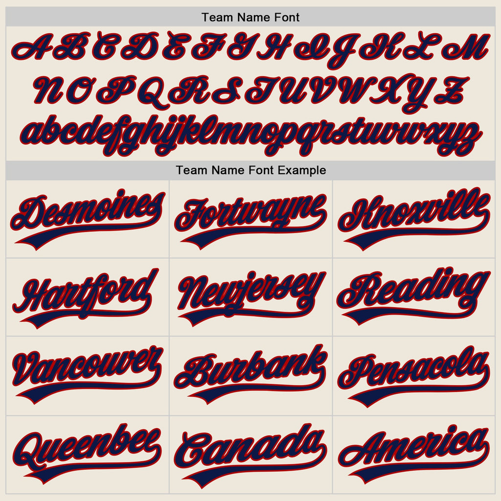 Custom Cream Navy-Red Authentic Baseball Jersey