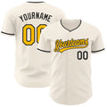 Custom Cream Gold-Black Authentic Baseball Jersey