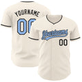 Custom Cream Light Blue-Black Authentic Baseball Jersey