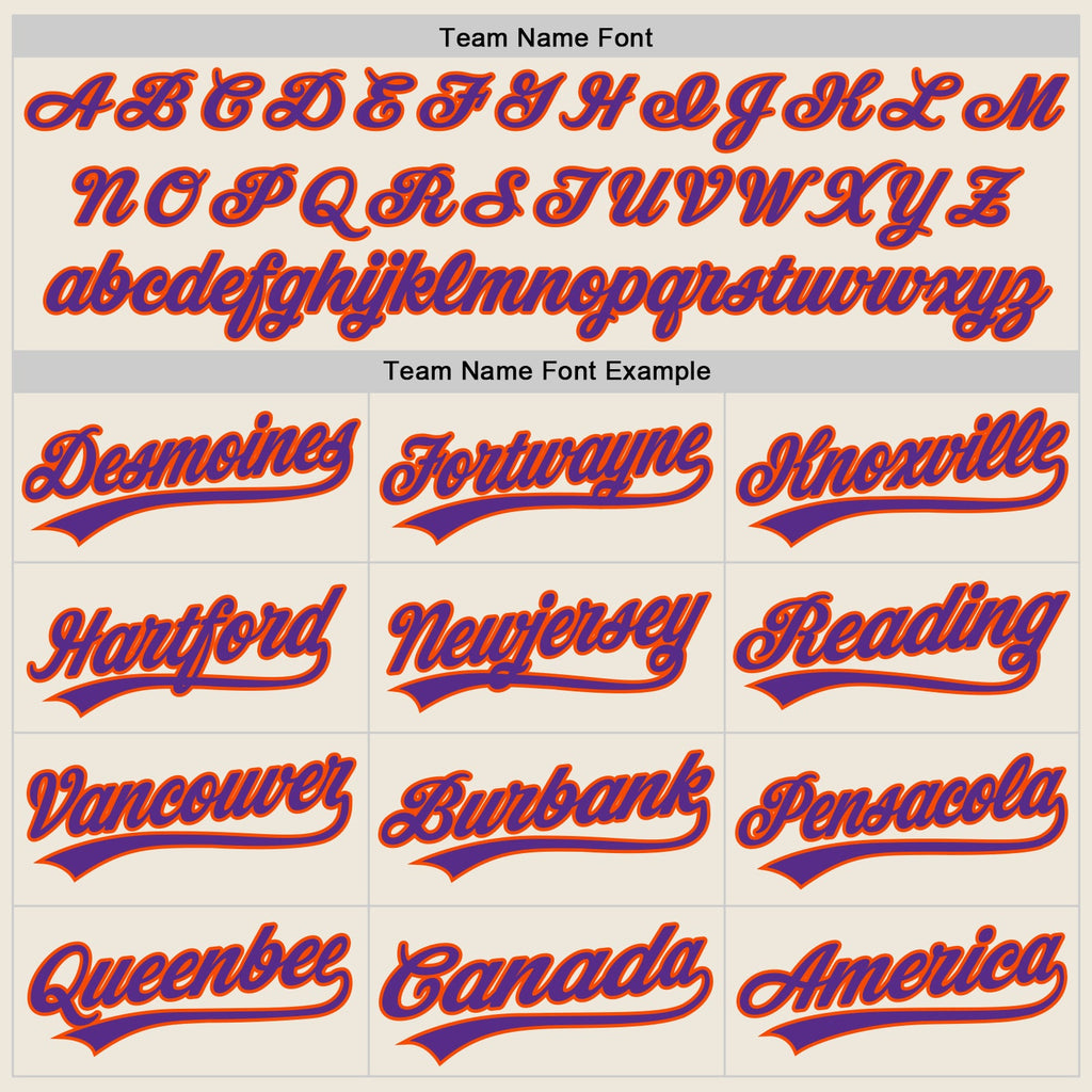 Custom Cream Purple-Orange Authentic Baseball Jersey