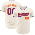 Custom Cream Purple-Orange Authentic Baseball Jersey
