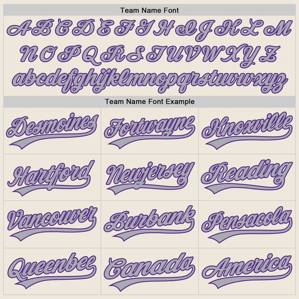 Custom Cream Gray-Purple Authentic Baseball Jersey