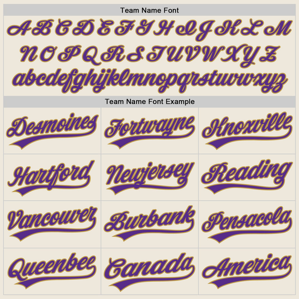Custom Cream Purple-Old Gold Authentic Baseball Jersey