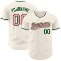 Custom Cream Medium Pink-Green Authentic Baseball Jersey