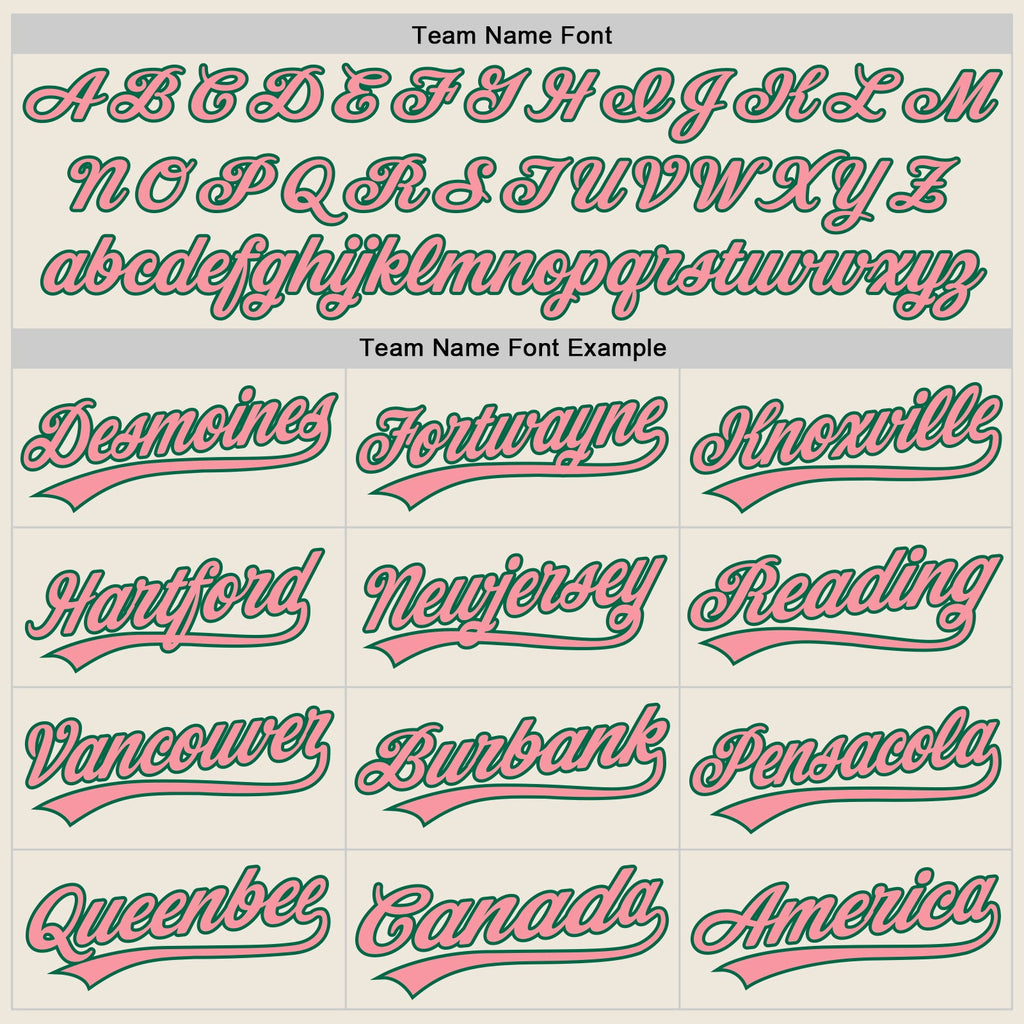 Custom Cream Medium Pink-Kelly Green Authentic Baseball Jersey
