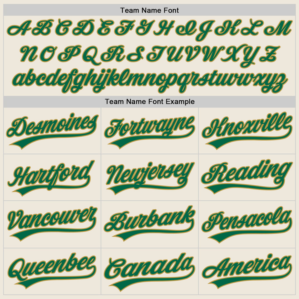 Custom Cream Kelly Green-Old Gold Authentic Baseball Jersey