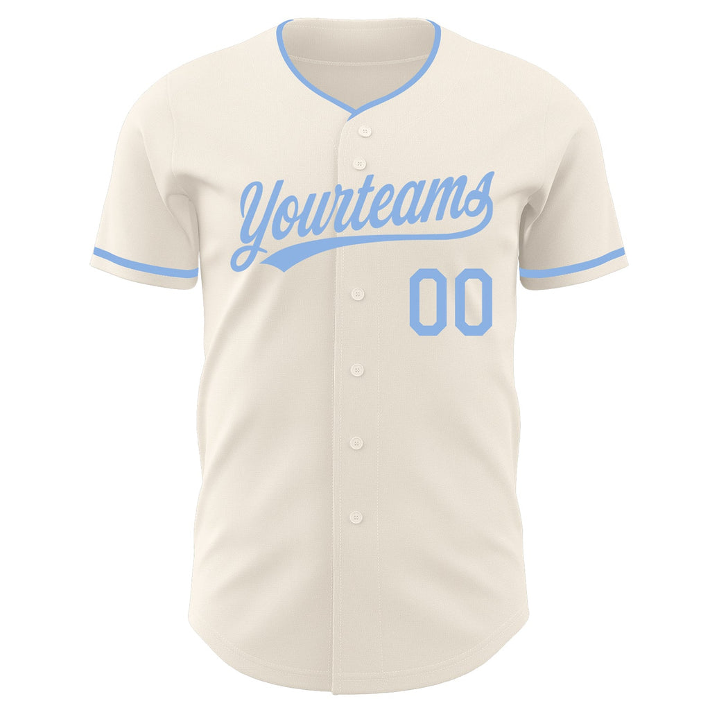 Custom Cream-Light Blue Authentic Baseball Jersey