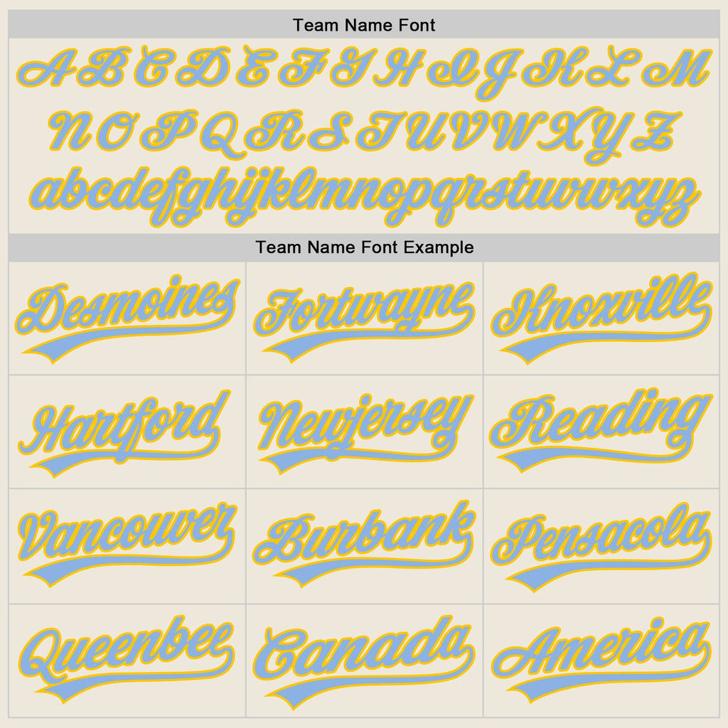 Custom Cream Light Blue-Yellow Authentic Baseball Jersey